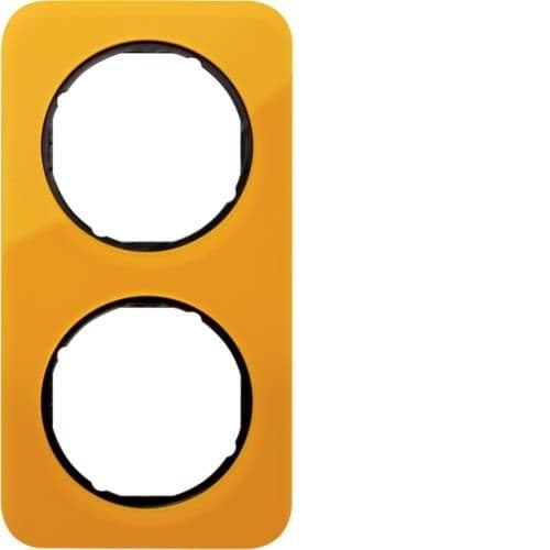 Plaque de recouvrement 2 postes R.1 acryl Orange transparent / Noir vue 1