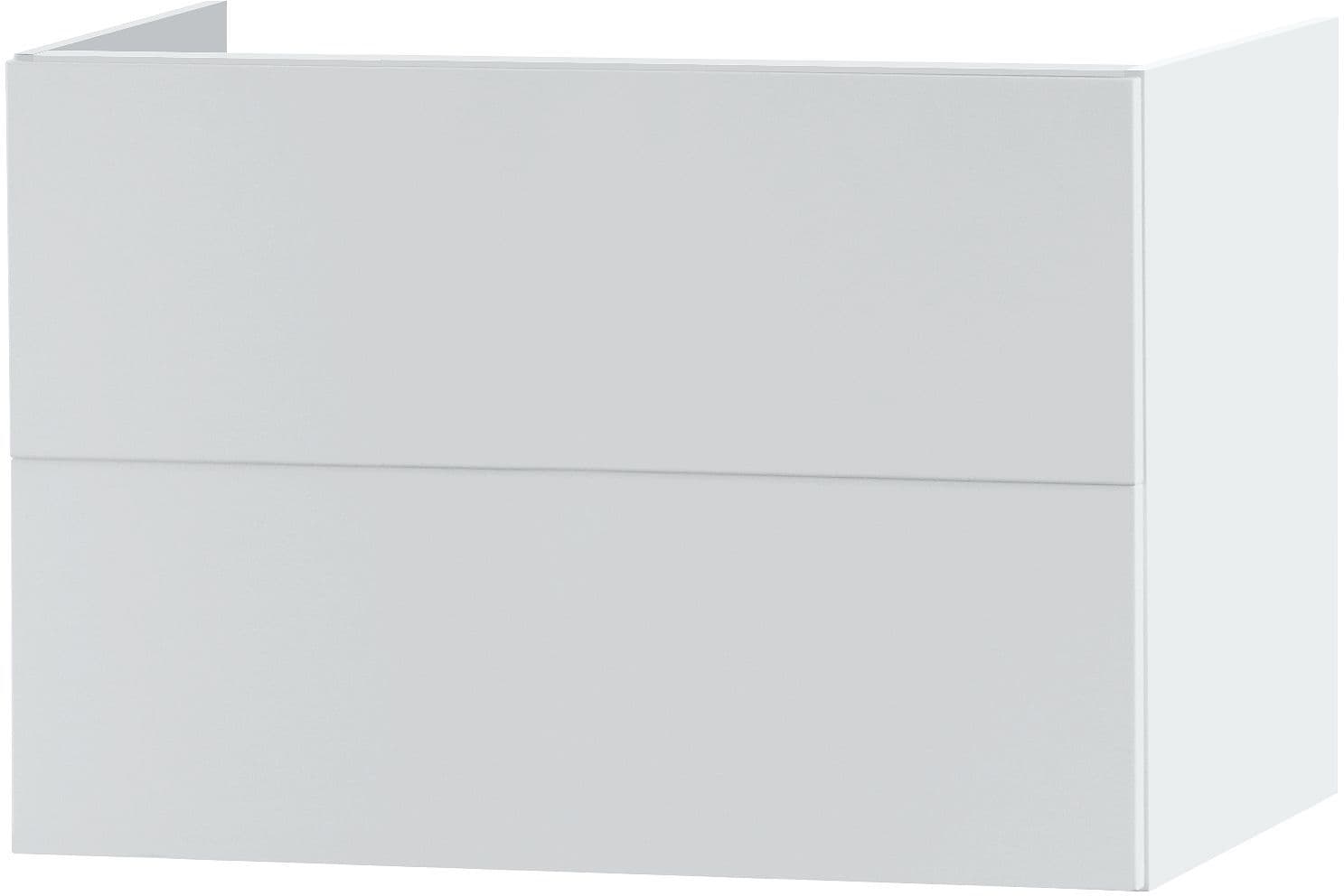 SOUS MEUBLE 2 TIROIR 80CM PUSH-OPEN BLANC SATIN vue 1