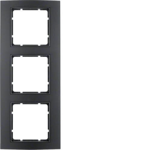 Plaque de recouvrement 3 postes Berker B.3 Alu, Noir / Anthracite vue 1