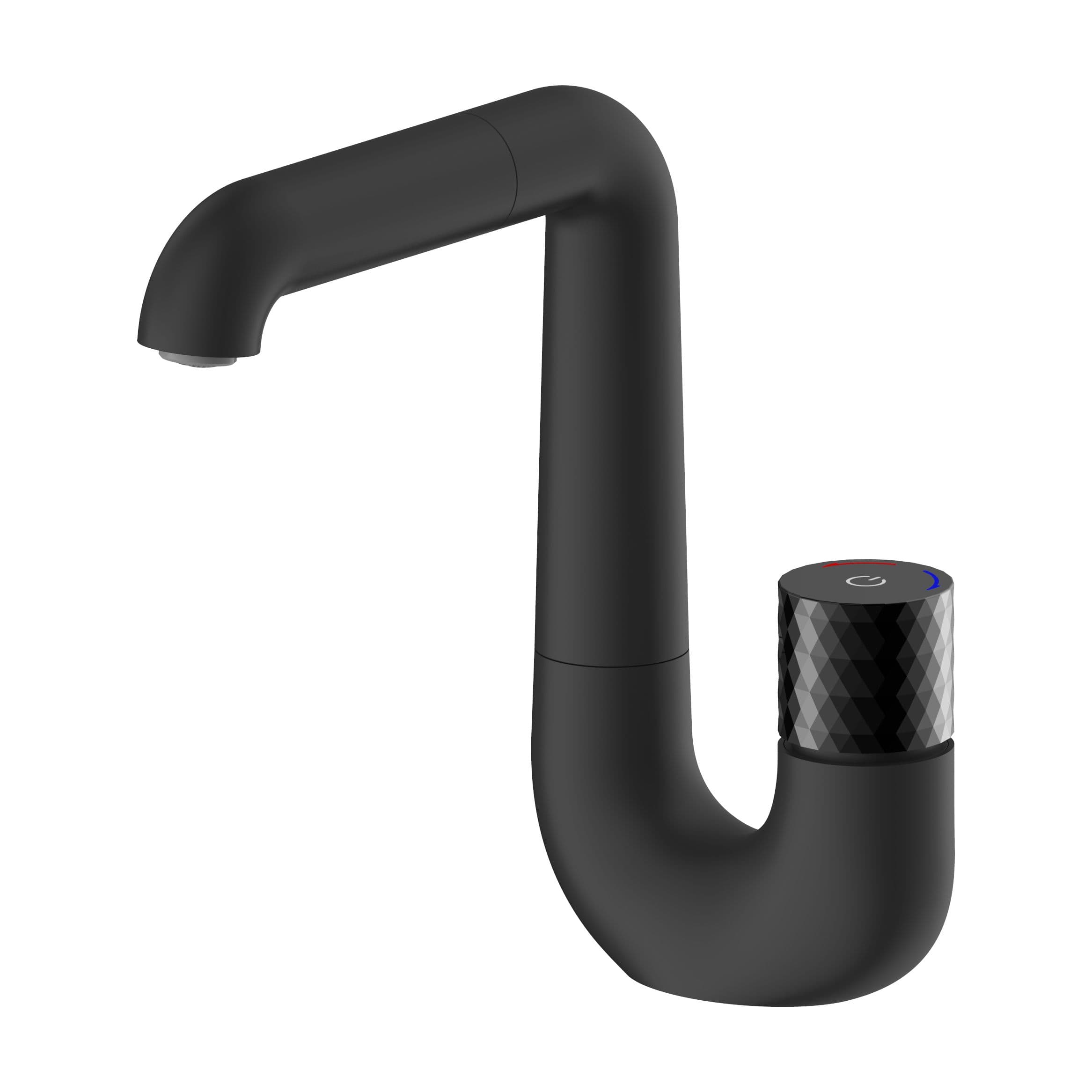 ALONI FLOW MITIGEUR DE LAVABO - BOUTON POUSSOIR - BEC PIVOTABLE - NOIR MAT vue 1