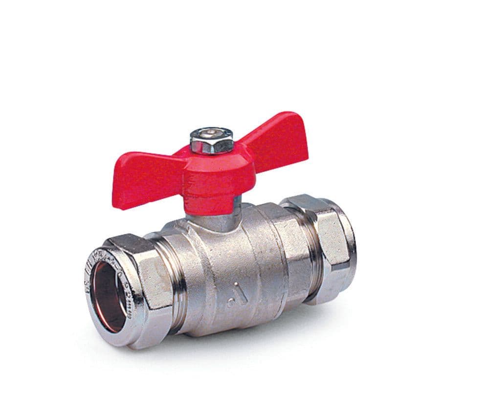 Soper 1330 T robinet à bille 2X bicônes D22 passage intégral poignée-pappillon vue 1