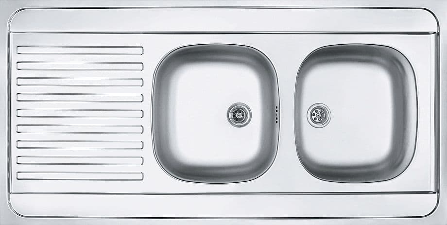 EVIER A POSER MAN FRANKE 2 BAC+EGOUTTOIR 120X60 AVEC SIPHON+ SET DE VIDAGE INOX vue 1