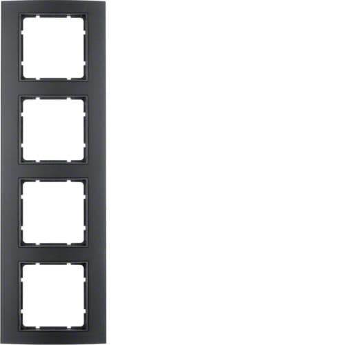 Plaque de recouvrement 4 postes Berker B.3 Alu, Noir / Anthracite vue 1