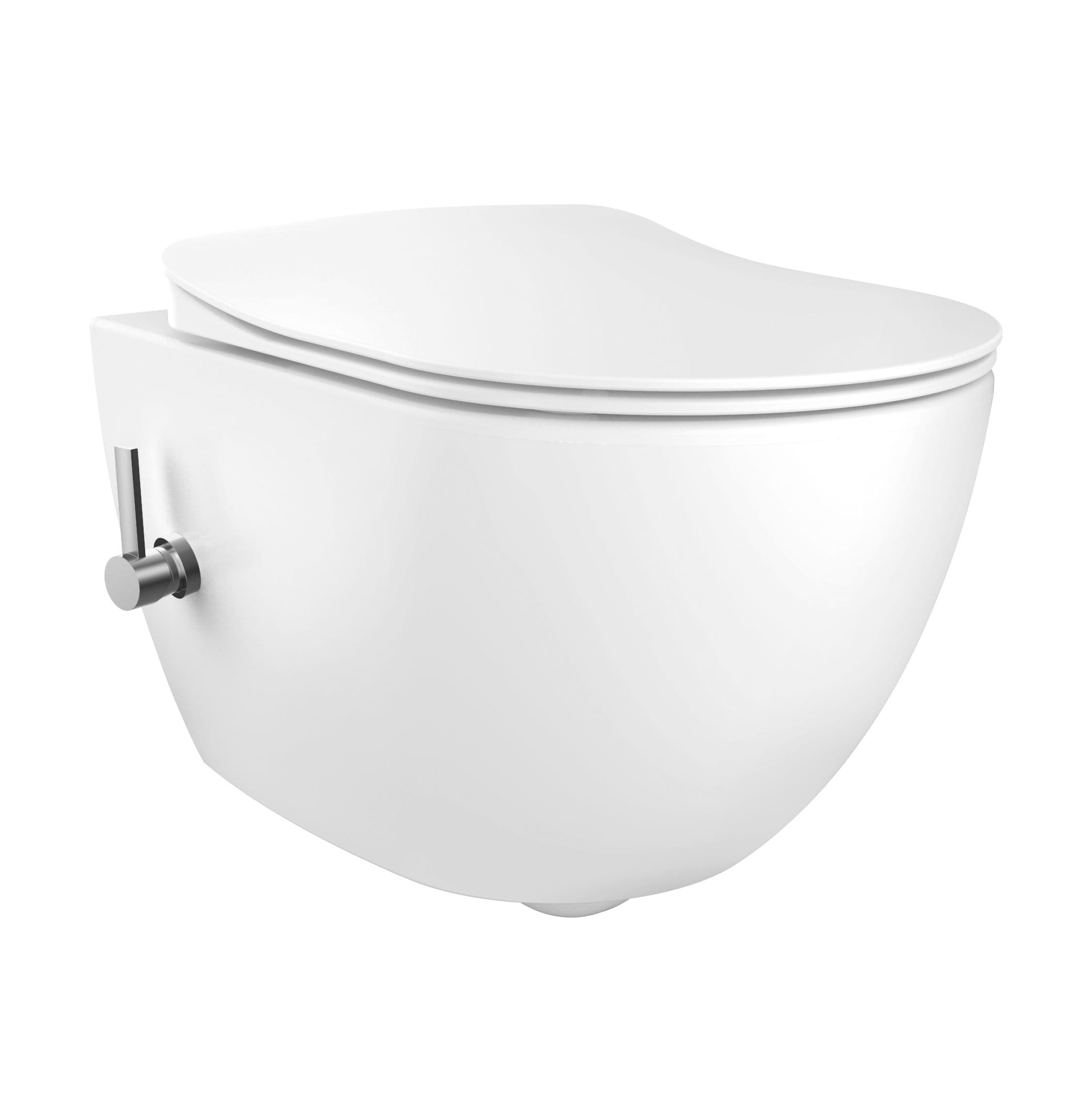 CREAVIT FREE WC SUSPENDU AVEC BIDET – SANS BRIDE – AVEC MÉLANGEUR BIDET EAU CHAUDE ET FROIDE – SANS ABATTANT – BLANC BRILLANT vue 1