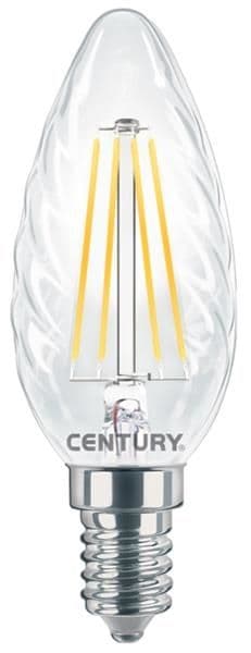 Lampe filament Led flamme torsadée - 4W - E14 - 4000K - 470lm - IP20 vue 1