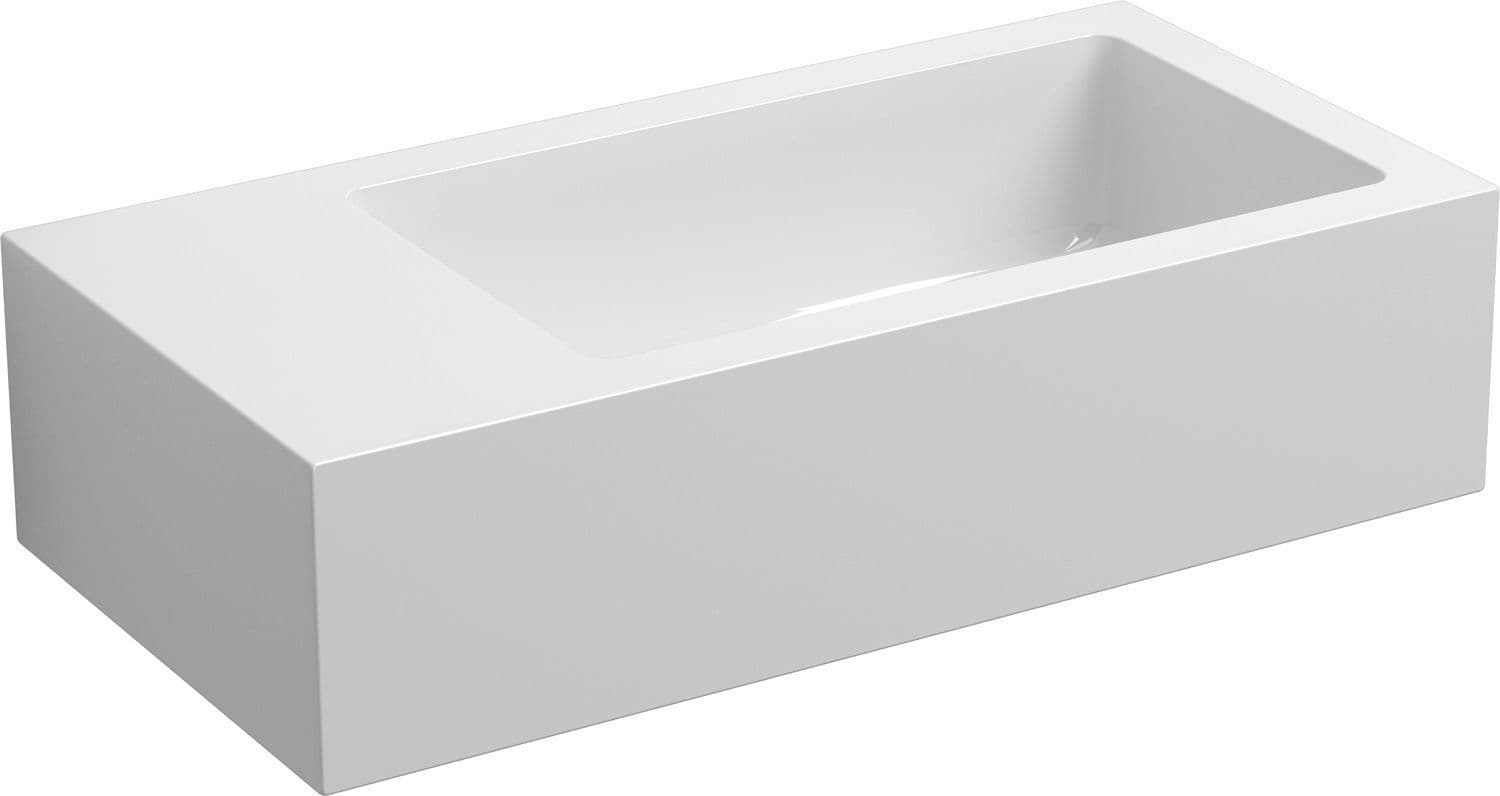 LAVE-MAINS FLUSH 3 CLOU 36CM BLANC GAUCHE MARBRE MINERALE vue 1