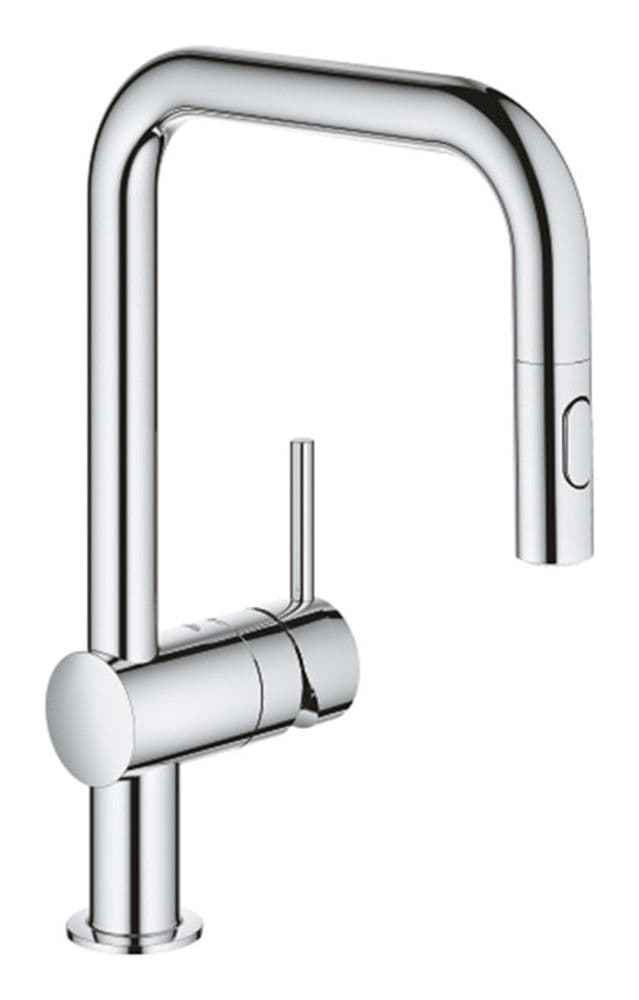 Grohe Minta mitigeur évier bec haut U monotrou douchette 2-Jets bec chromé vue 1