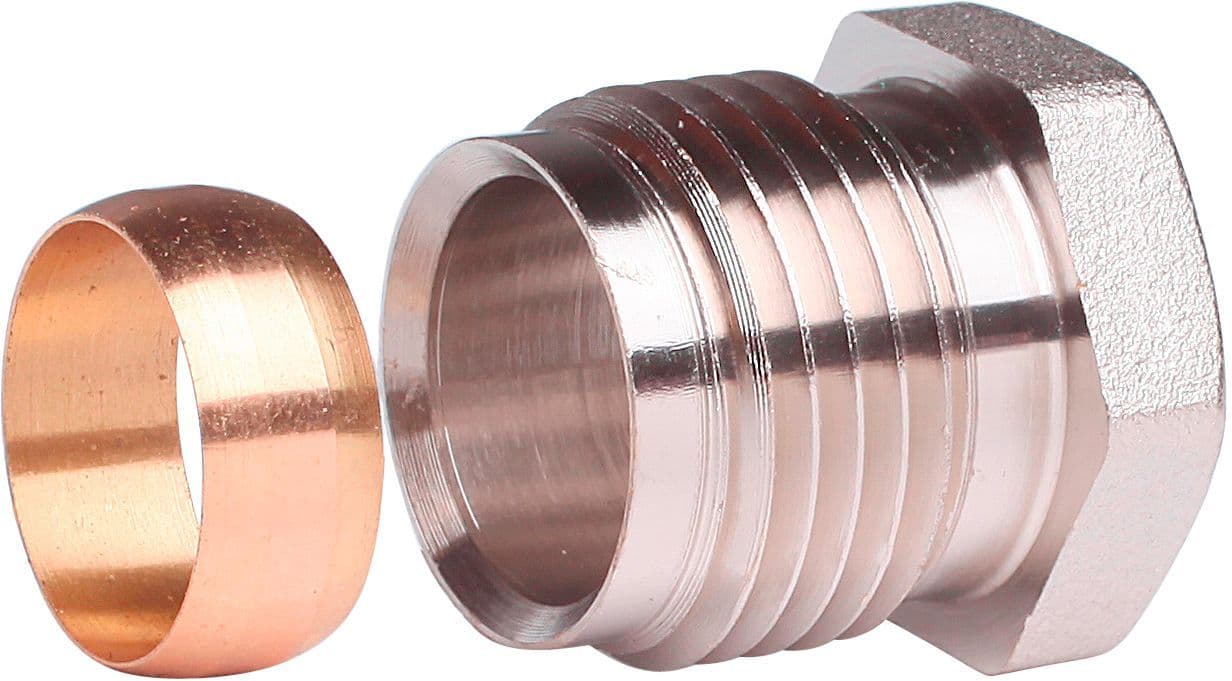 RACCORD A COMPRESSION DANFOS TUBE ACIER ZINGUE/CUIVRE 1/2"M-15MM vue 1