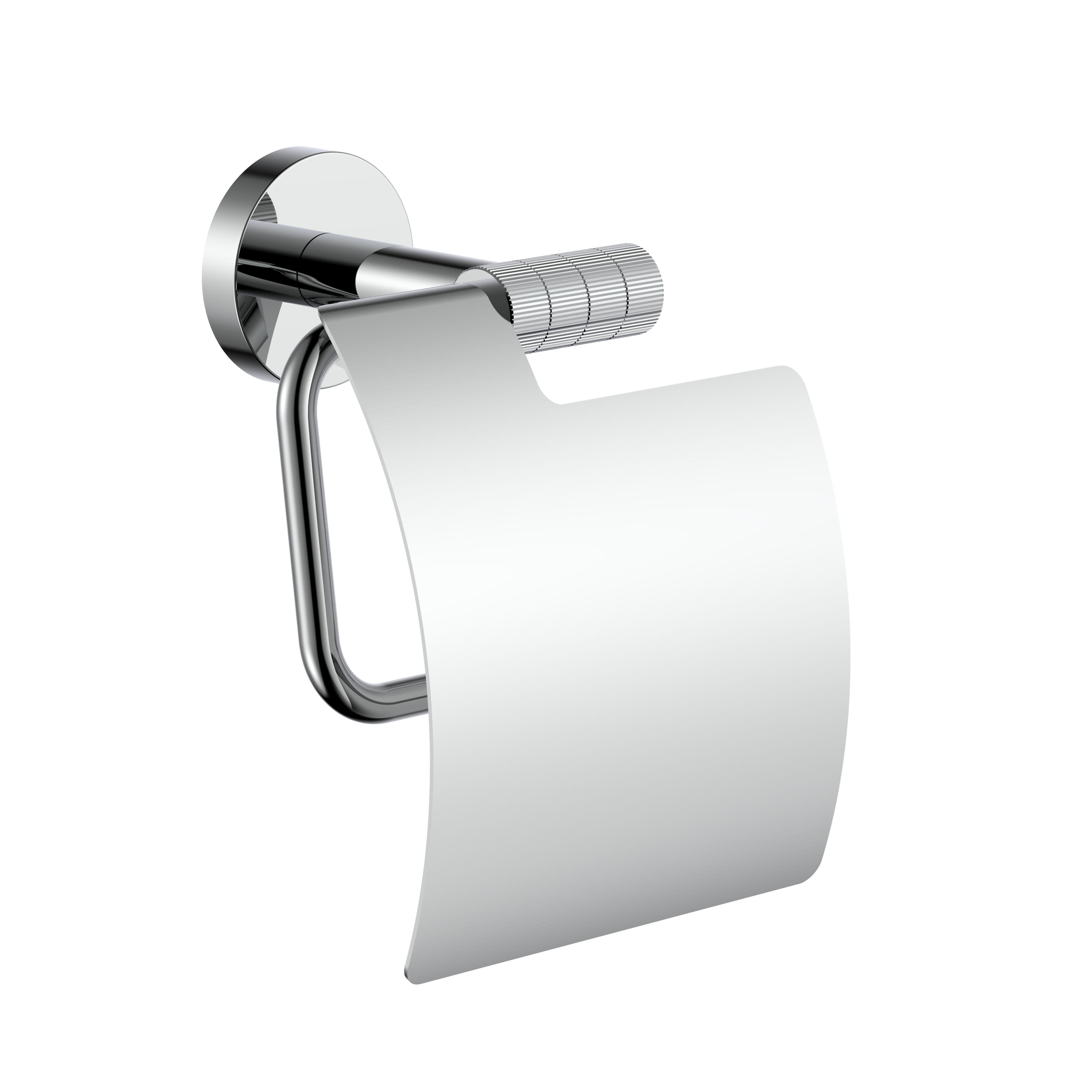 STRIA PORTE-PAPIER TOILETTE AVEC COUVERCLE – FINITION AVEC STRUCTURE STRIÉE RAFFINÉE – CHROME vue 1