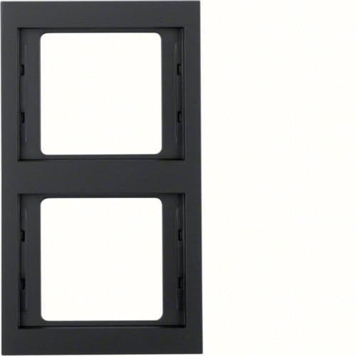 Plaque de recouvrement 2 postes pour montage vertical Berker K.1 Anthracite, mat vue 1