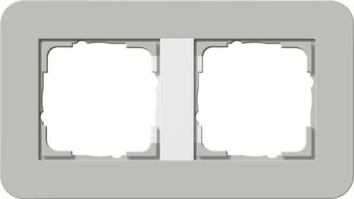 Cadre de finition Gira E3 Soft-Touch Gris avec cadre de support Blanc brillant Soft-Touch vue 1