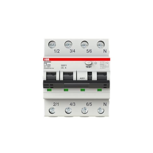 Disjoncteur différentiel 3 pôles + N, courbe C, 16A, 30mA, 6kA type A vue 1