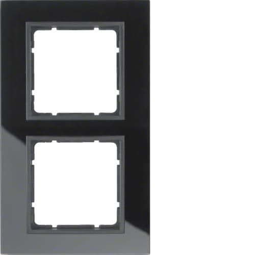Plaque de recouvrement 2 postes Berker B.7 Verre, Noir vue 1