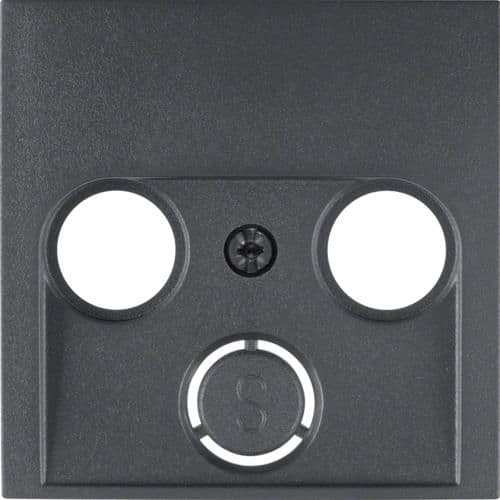 Enjoliveur pour prise coaxiale 2 et 3 trous Berker S.1 / B.3 / B.7 Anthracite, mat vue 1