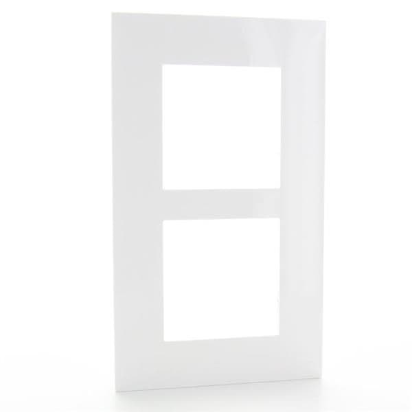 Valena plaque 2 postes vertical entraxe 57mm Blanc Chrome vue 1