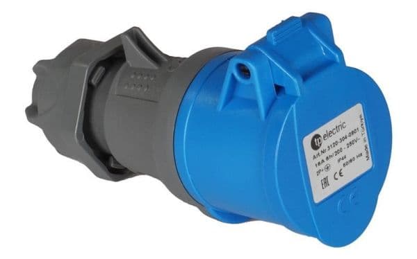 Fiche CEE femelle 3 x 32A 220 - 240Vac Bleu IP44 avec raccords rapides vue 1