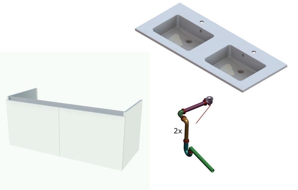 intro ensemble sous-meuble Tempus 120cm 2 portes 2 lavabos blanc vue 1