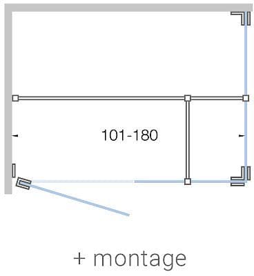 PORTE PIVOTANTE AVEC PAROI ANNEXE+ PAROI LATERALE CLOSE JUSQU'A 180CM H200CM TIMELESS-INOX MAT+ MONTAGE vue 1