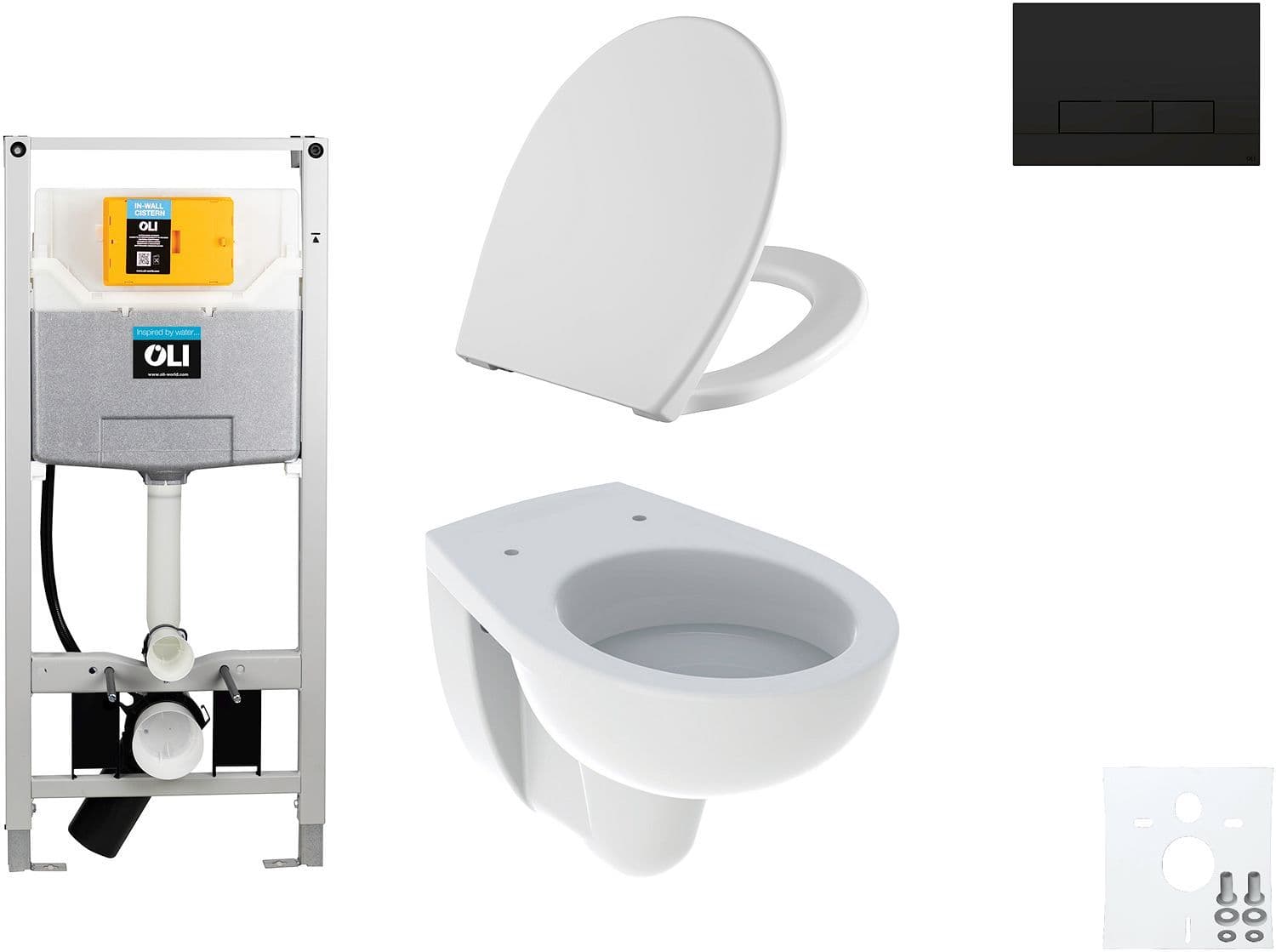 WALLFIX OLI WC SUSPENDU BASTIA D600 SOFTCLOSE + LIFT-OFF GLAM MAT NOIR vue 1