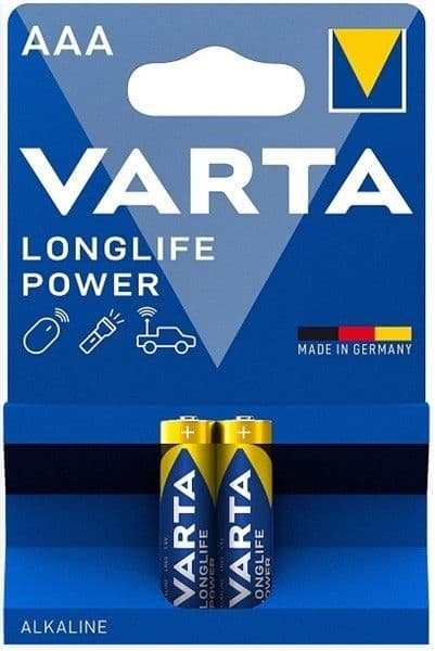 Blister de 2 piles alcaline Longlife Power Varta 1.5V LR03 AAA vue 1