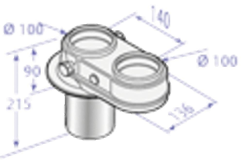 De Dietrich DY907 adaptateur bi-flux 2xD100mm vue 1