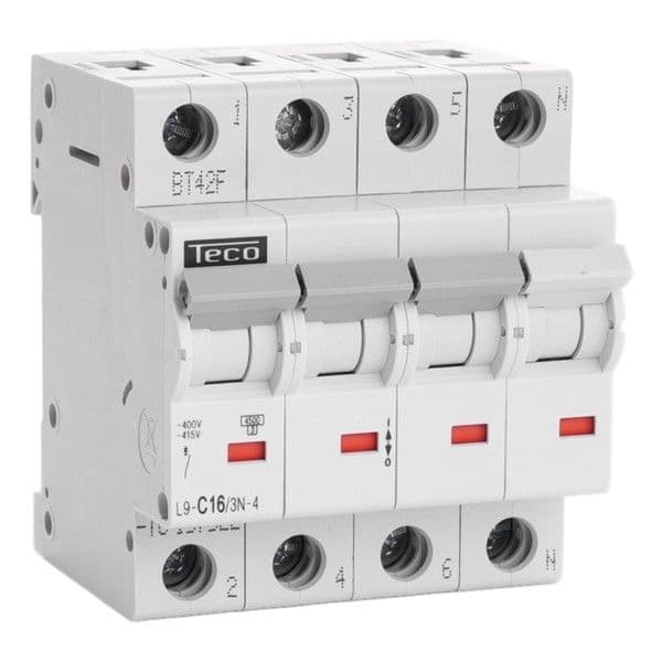 Disjoncteur 3 pôles + N 16A 4,5kA courbe C vue 1