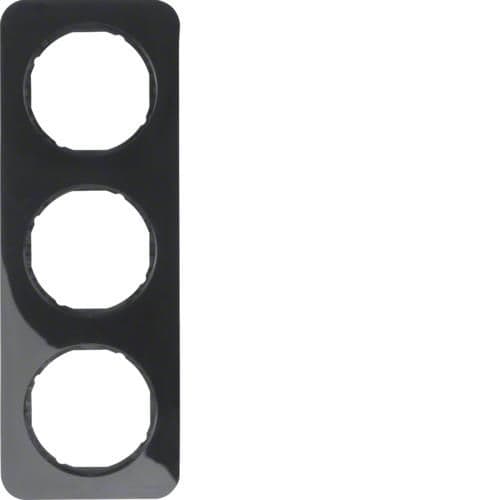 Plaque de recouvrement 3 postes Berker R.1 Noir, brillant vue 1