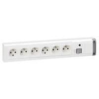 Bloc multiprises 6 x (2 pôles + T) + interrupteur 2P 10 / 16A 250V Blanc sans cordon vue 1
