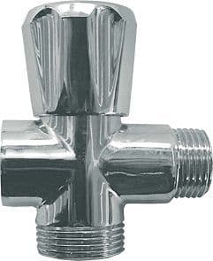 ROBINET INTERMEDIAIRE POUR MACHINE A LAVER 1/2"M-3/4"M-1/2"F CHROME vue 1