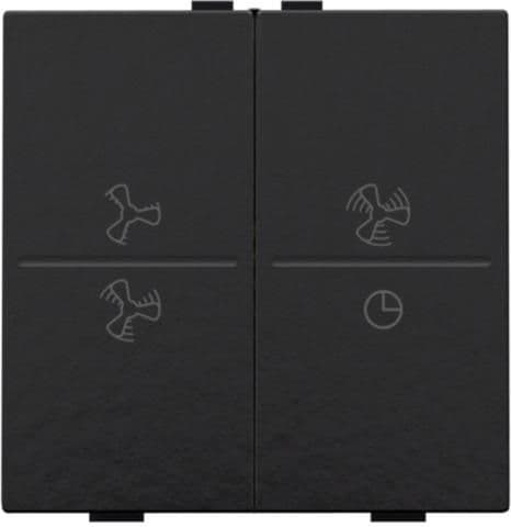 Touche double avec symbole ventilation 0 à 3 pour interrupteur sans fil ou bouton-poussoir 4 boutons vue 1