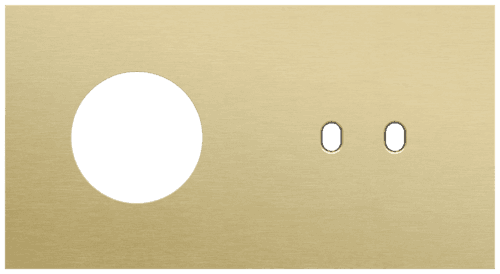 Plaque de recouvrement double, horizontale 71 mm d'entraxe, pour une fonction de prise de courant et une fonction de commutation double, Niko Toggle alu gold brushed vue 1