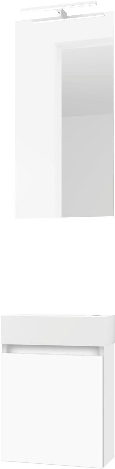 LAVE-MAINS FORM MINI PORCELAINE MAT WIT/ 1 PORT/MIROIR/LUMIERE LED BLANC vue 1