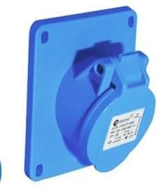 Prise CEE femelle semi-encastrée inclinée 3 x 32A 220 - 240Vac Bleu IP44 avec raccords rapides vue 1