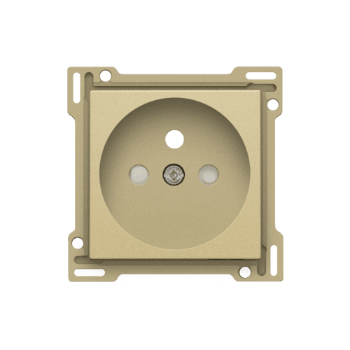 Set de finition pour prise de courant avec broche de terre et obturateurs de protection, profondeur d’encastrement de 28,5 mm, couleur gold coated vue 1