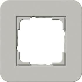 Cadre de finition Gira E3 Soft-Touch Gris avec cadre de support Blanc brillant Soft-Touch vue 1