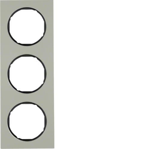 Plaque de recouvrement 3 postes Berker R.3 Inox / Noir vue 1