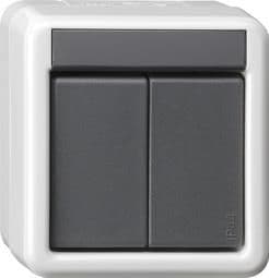 Bouton-poussoir de coupleur de bus montage apparent protection contre l'eau 2 x avec commande à 2 po vue 1