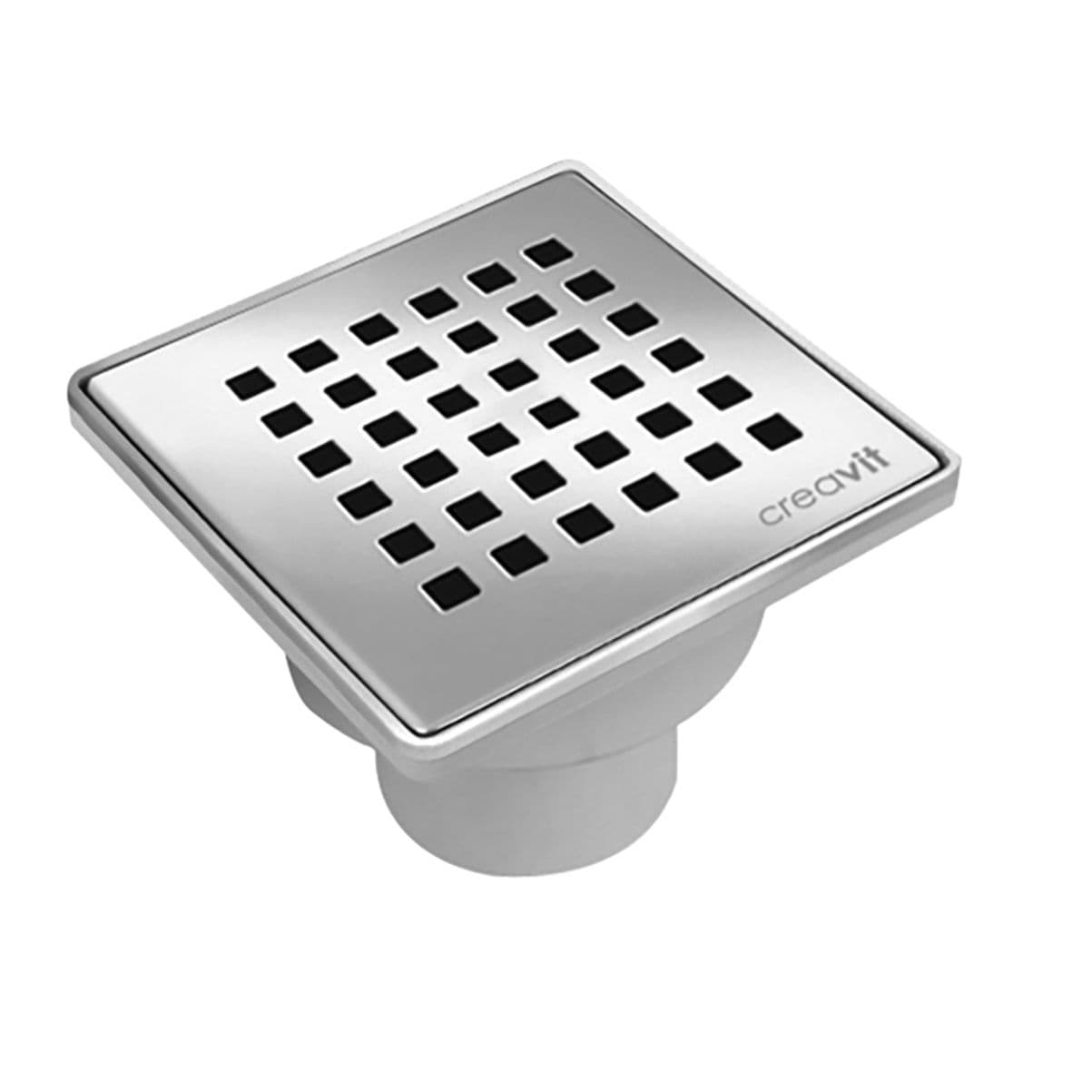 SIPHON DE SOL PVC AVEC GRILLE INOX, CARRÉ SORTIE VERTICALE 15X15 Ø50 vue 1