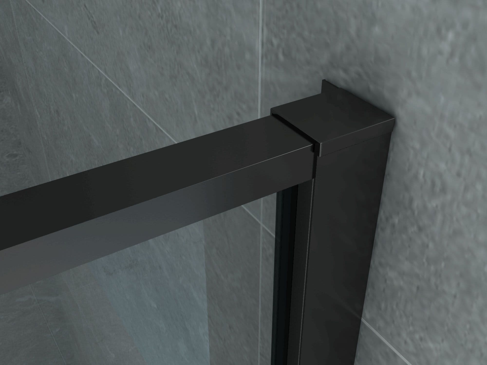ALONI CABINE DE DOUCHE – PORTE PIVOTANTE ET PAROI LATÉRALE - 800X1200X2000MM - NOIR MAT-VERRE CLAIR vue 1