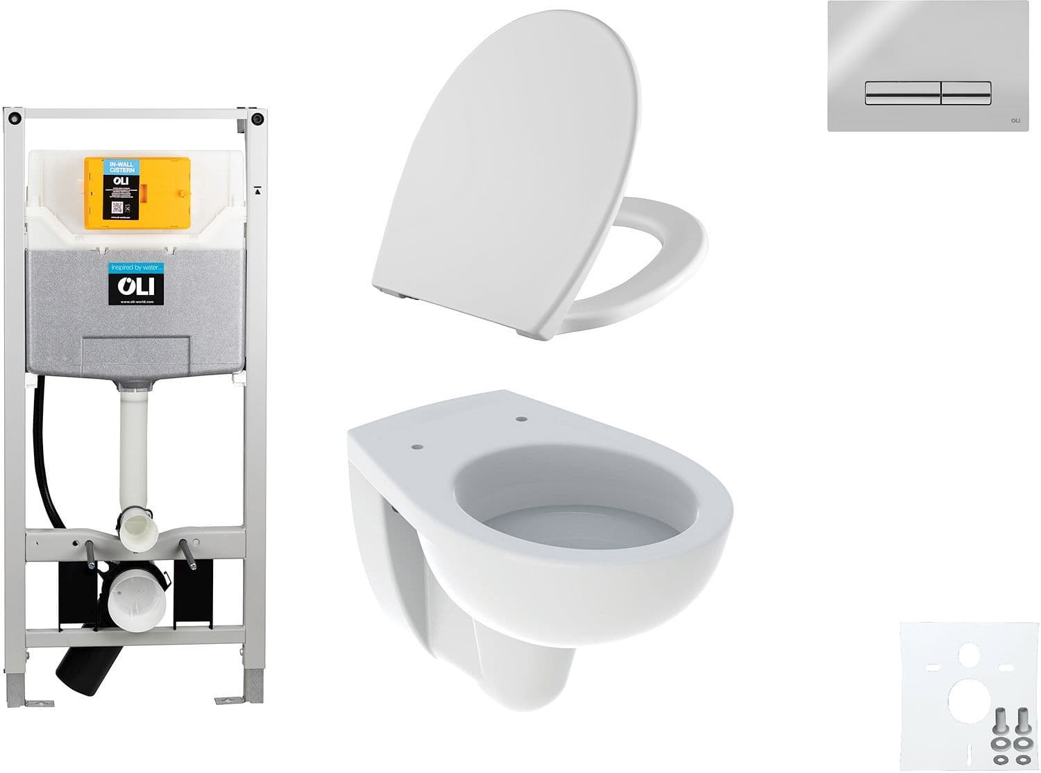 WALLFIX OLI WC SUSPENDU BASTIA D600 SOFTCLOSE + LIFT-OFF GLAM CHROME BRILLANT vue 1
