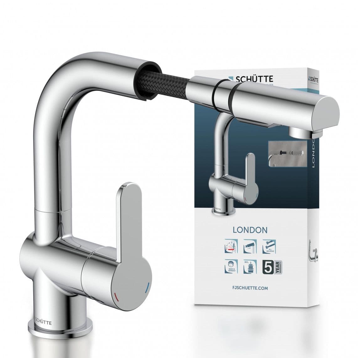 79710 LONDON Mitigeur lavabo, chromé, avec douchette à cheveux extractible vue 1