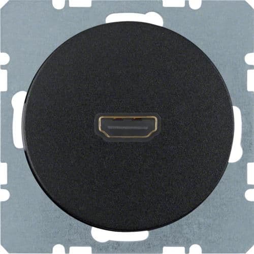 Prise Hdmi Berker R.1 / R.3 Noir, brillant vue 1