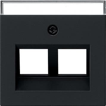 Cache avec sortie oblique 30° et zone d'inscription pour anneau de support jack modulaire 2 x Noir vue 1
