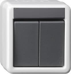Bouton-poussoir de coupleur de bus montage apparent protection contre l'eau 2 x avec commande à 1 po vue 1