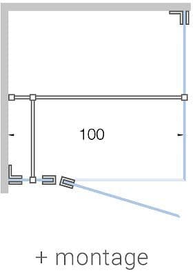 PORTE PIVOTANTE AVEC PARTI FIX+PAROI LATERALE ANGLE CLOSE JUSQU'A 100CM H200CM TIMELESS-BLANC MAT+ MONTAGE vue 1