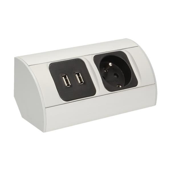 Prise électrique sous armoire avec chargeur Usb 1 x 230V 2 x Usb, 230V / 16A, Usb: 5Vdc / 2A vue 1