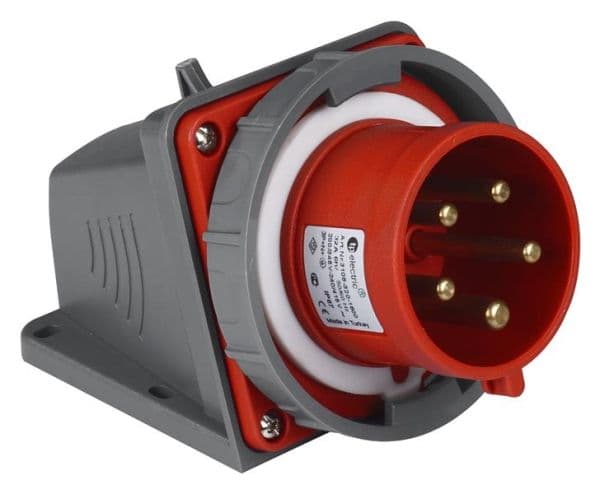 Prise CEE mâle murale 83 x 90mm 5 x 16A 380 - 415Vac Rouge IP67 avec raccords à visser vue 1