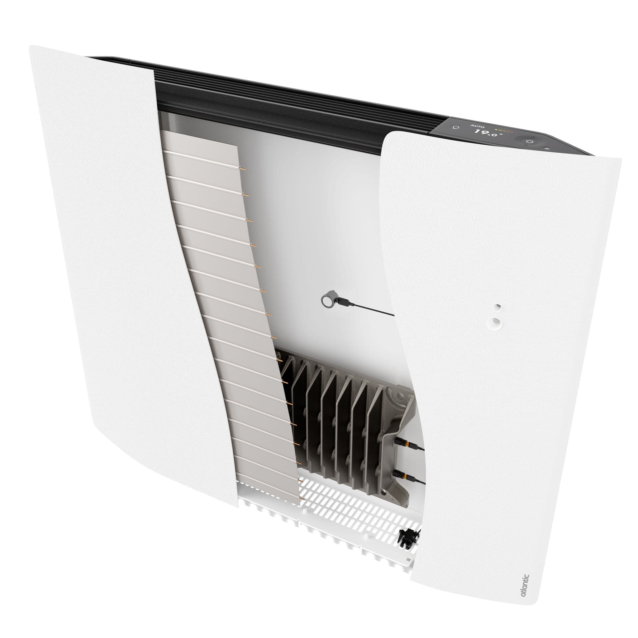 RADIATEUR ELECTRIQUE MURAL BLANC AVEC PRISE + PROGRAM 2000W-LxH:119x56,5 vue 1