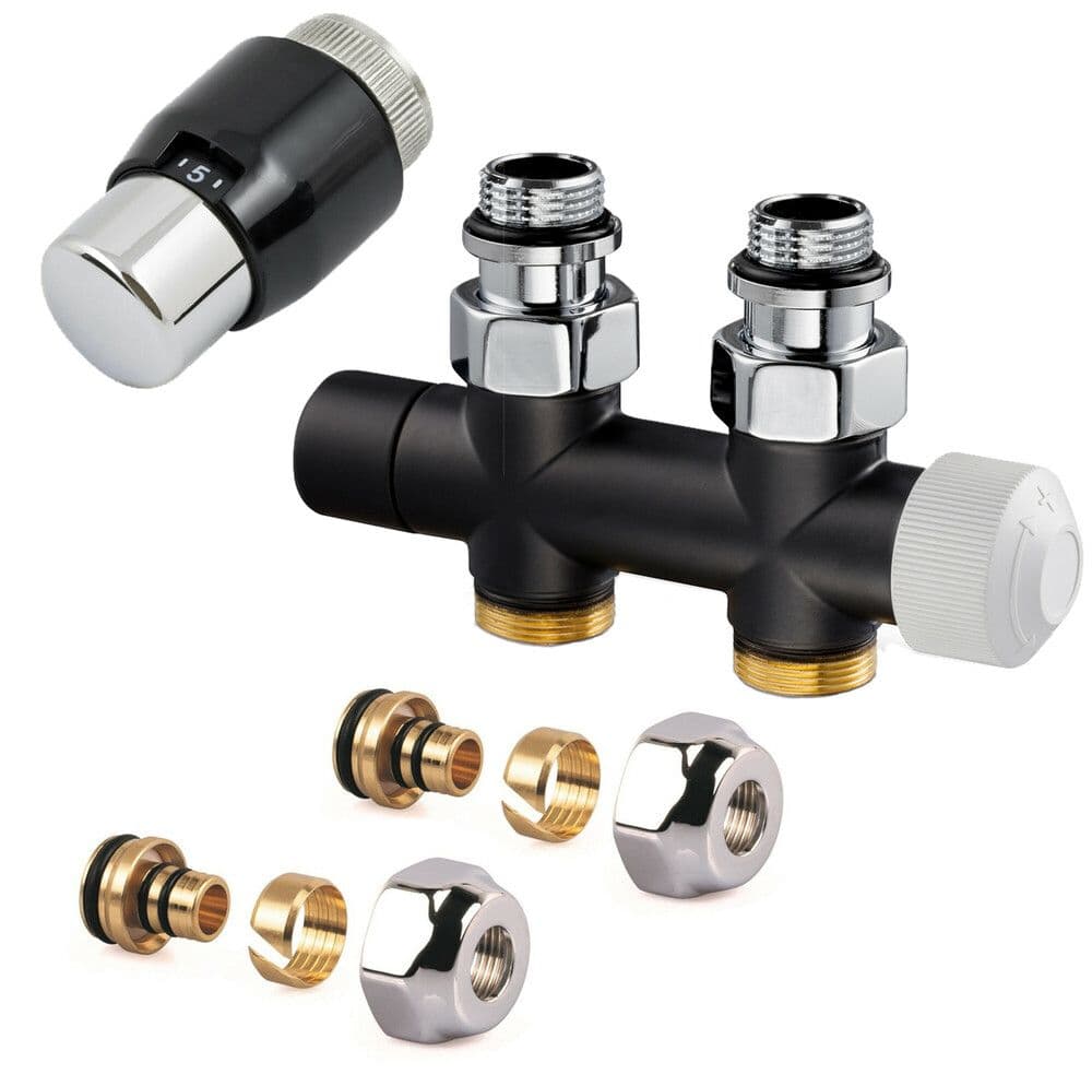 Resideo Therafix Design set raccordement au sol 1/2" noir vue 1
