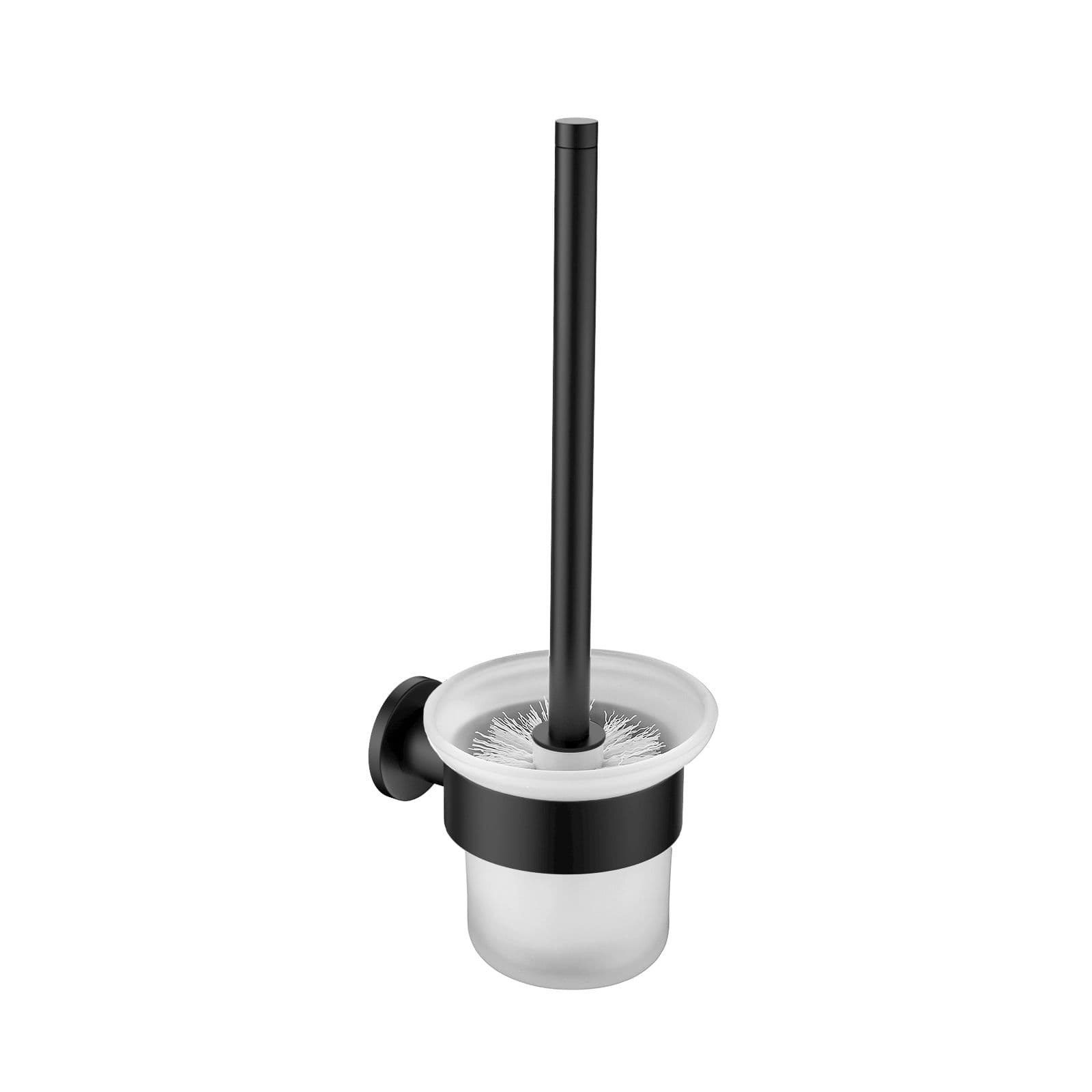BROSSE DE TOILETTE ALONI AVEC SUPPORT – POT EN VERRE – NOIR MAT vue 1